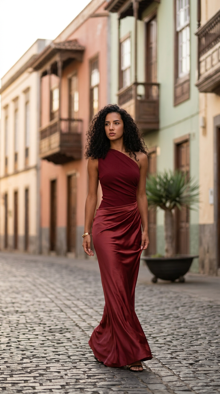ATENA - Vestido de ceremonia satén largo celeste