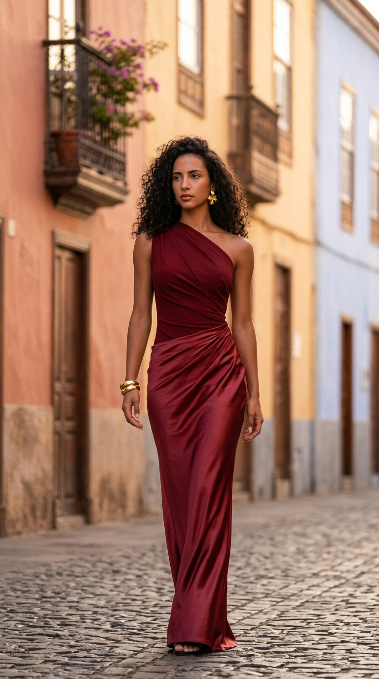 ATENA - Vestido de ceremonia satén largo celeste