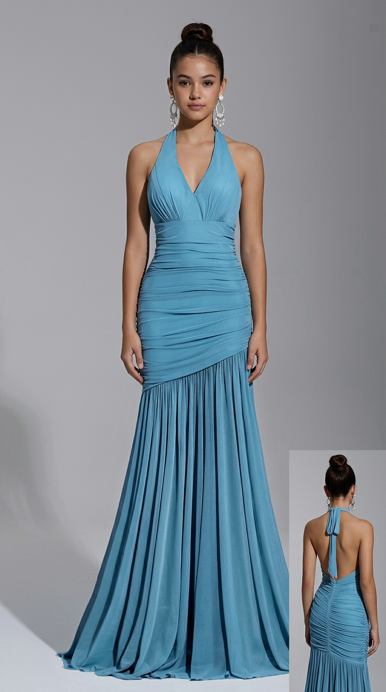 SARA - Vestido de ceremonia turquesa en tul ligero