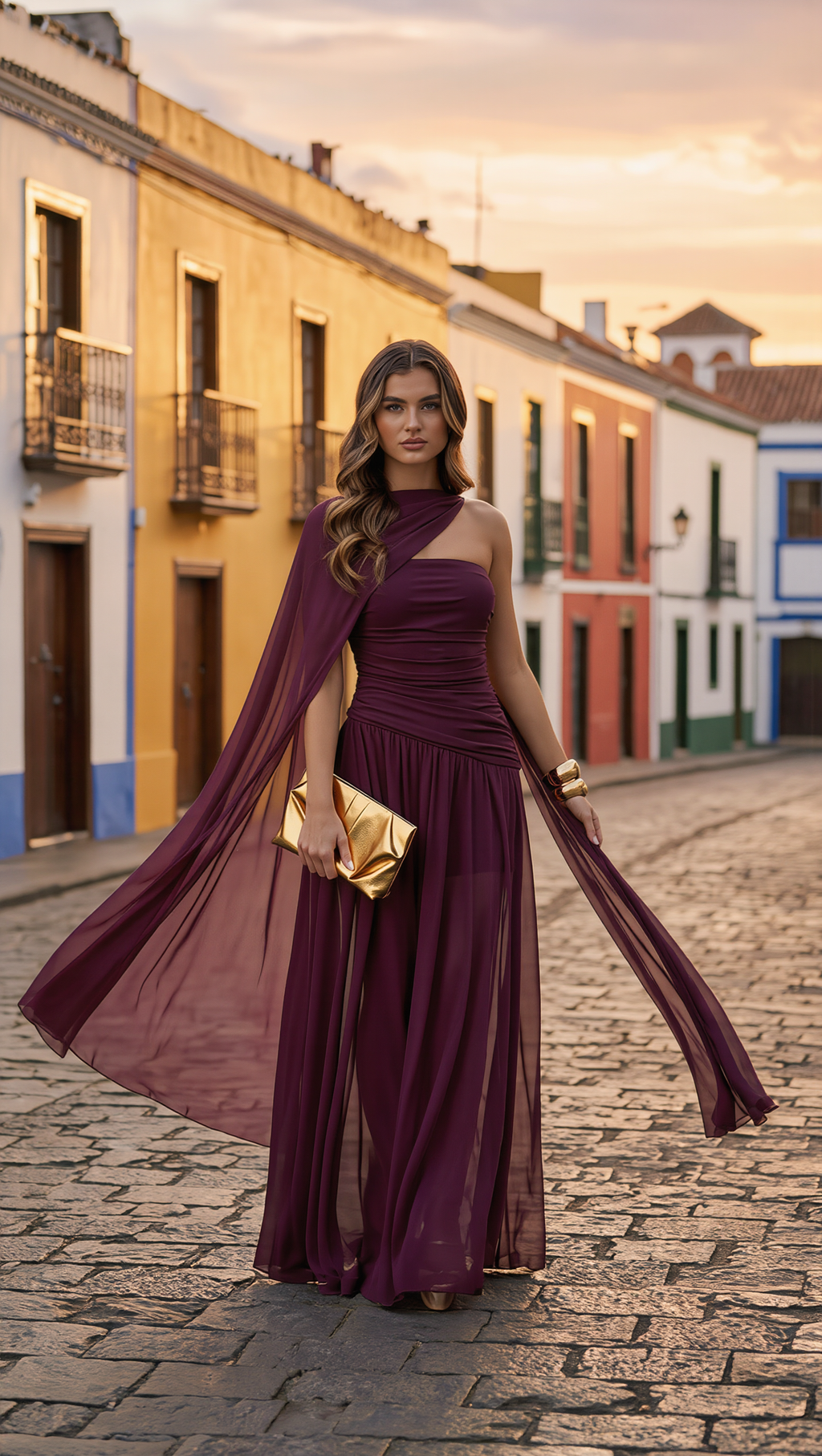 MORADO - Vestido de ceremonia en tul ligero