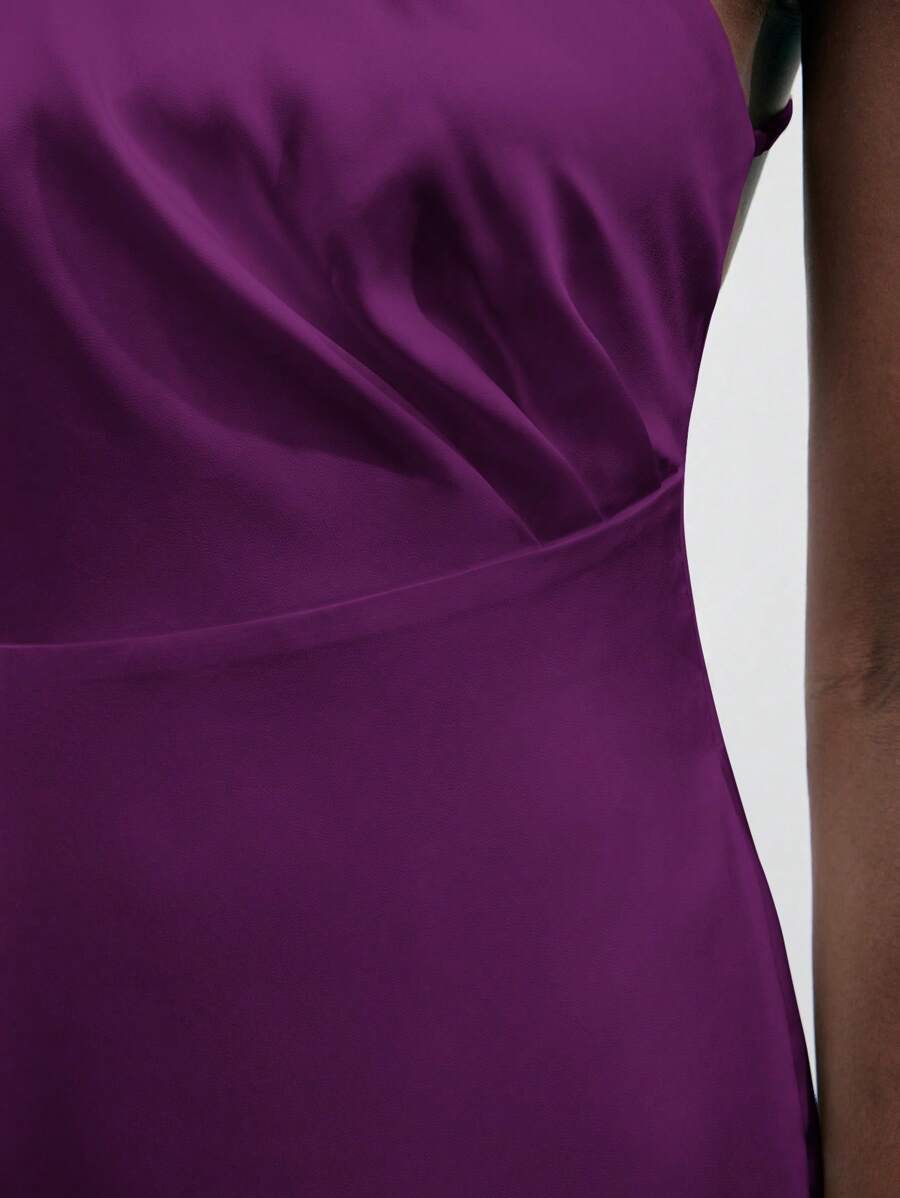 MAYA - Vestido de ceremonia largo morado en satén