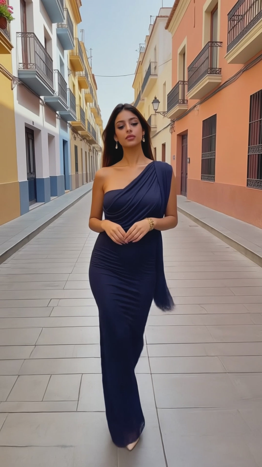 ADAIRA - Vestido de ceremonia en lycra y tul ligero