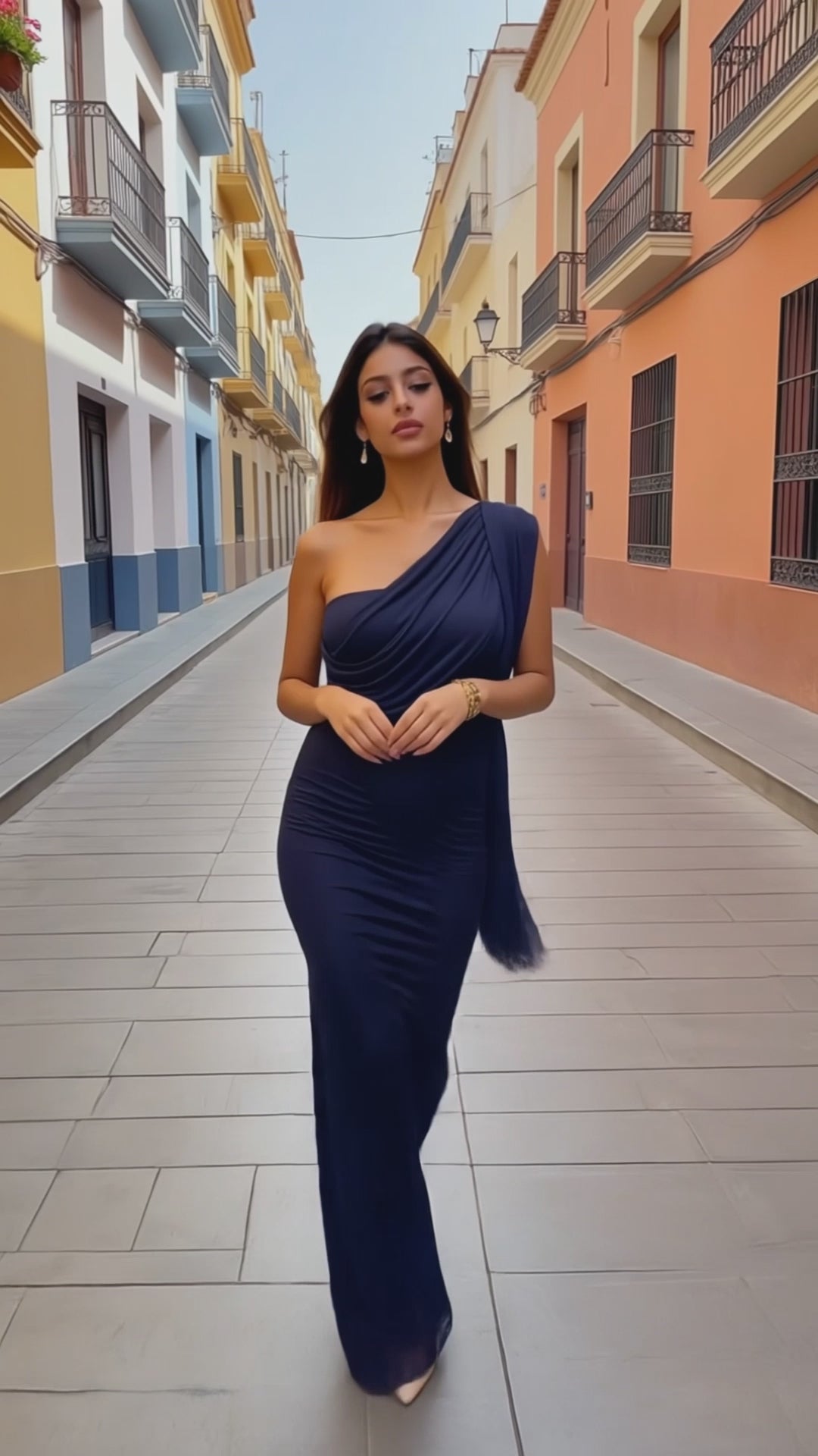 ADAIRA - Vestido de ceremonia en lycra y tul ligero