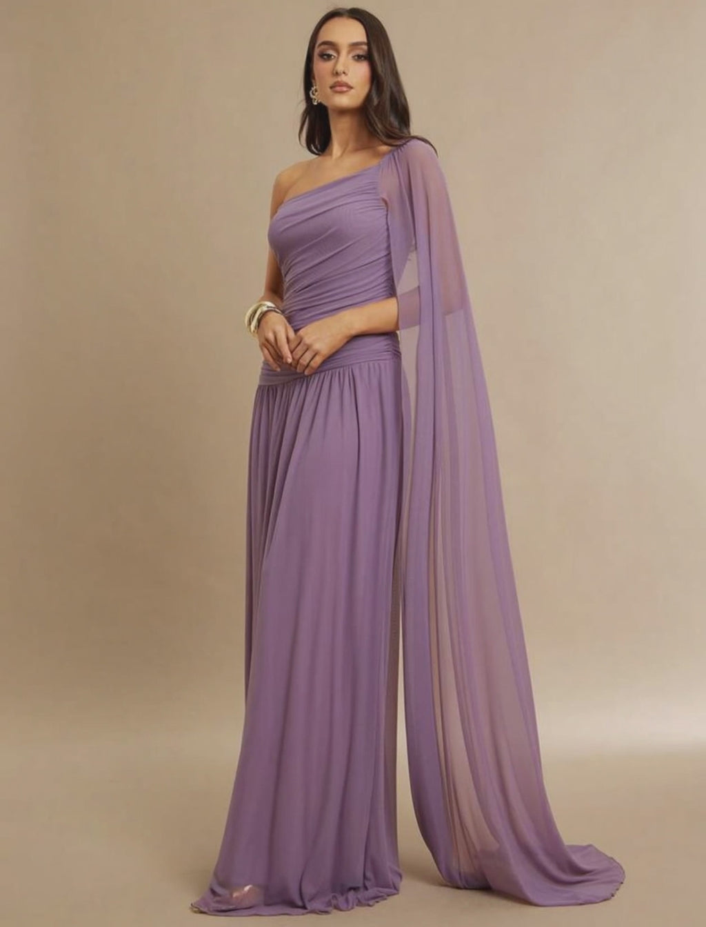 ARIA - Vestido de ceremonia malva en tul ligero
