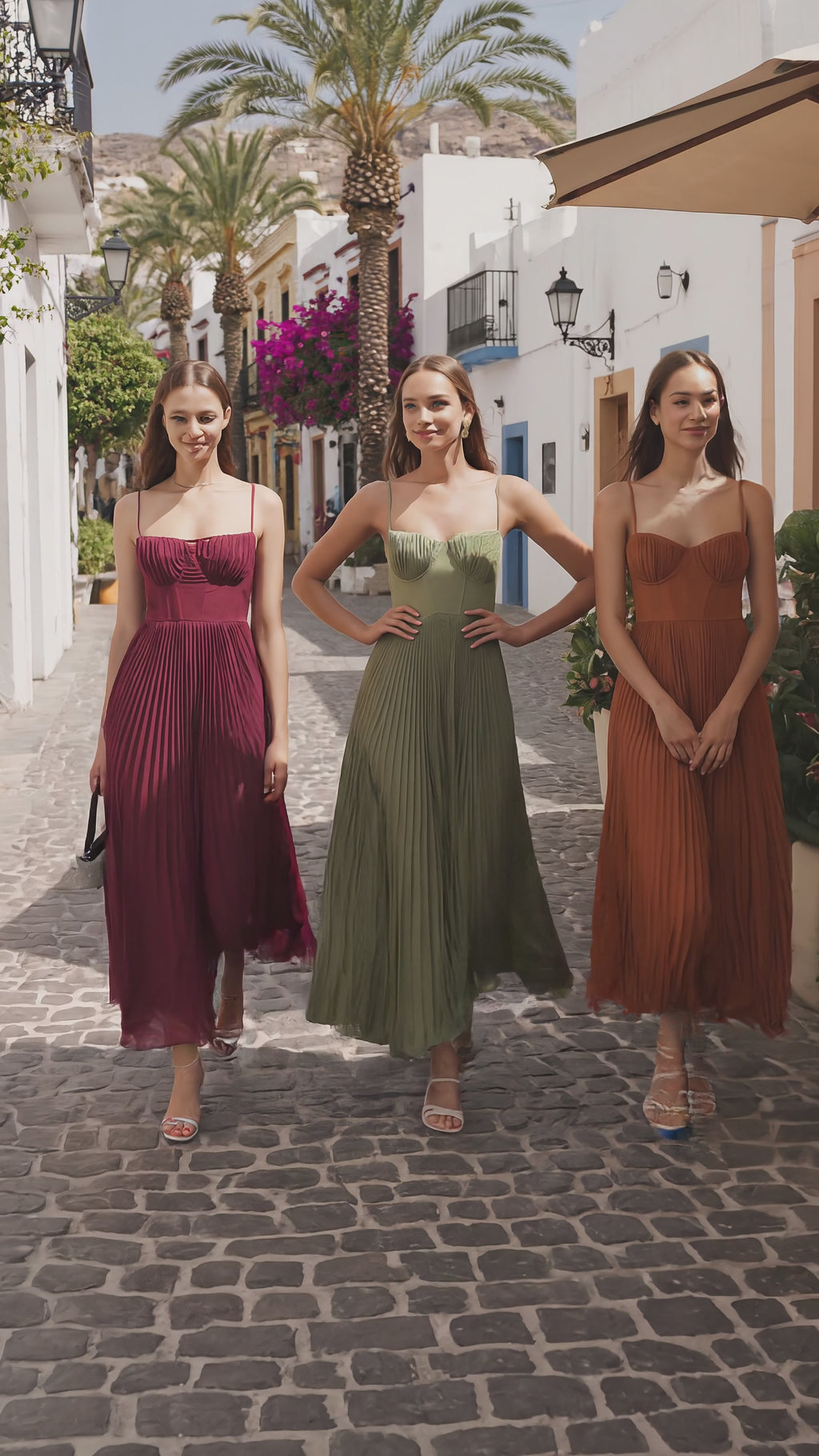 CORSET - Vestido de ceremonia en chiffón plissé