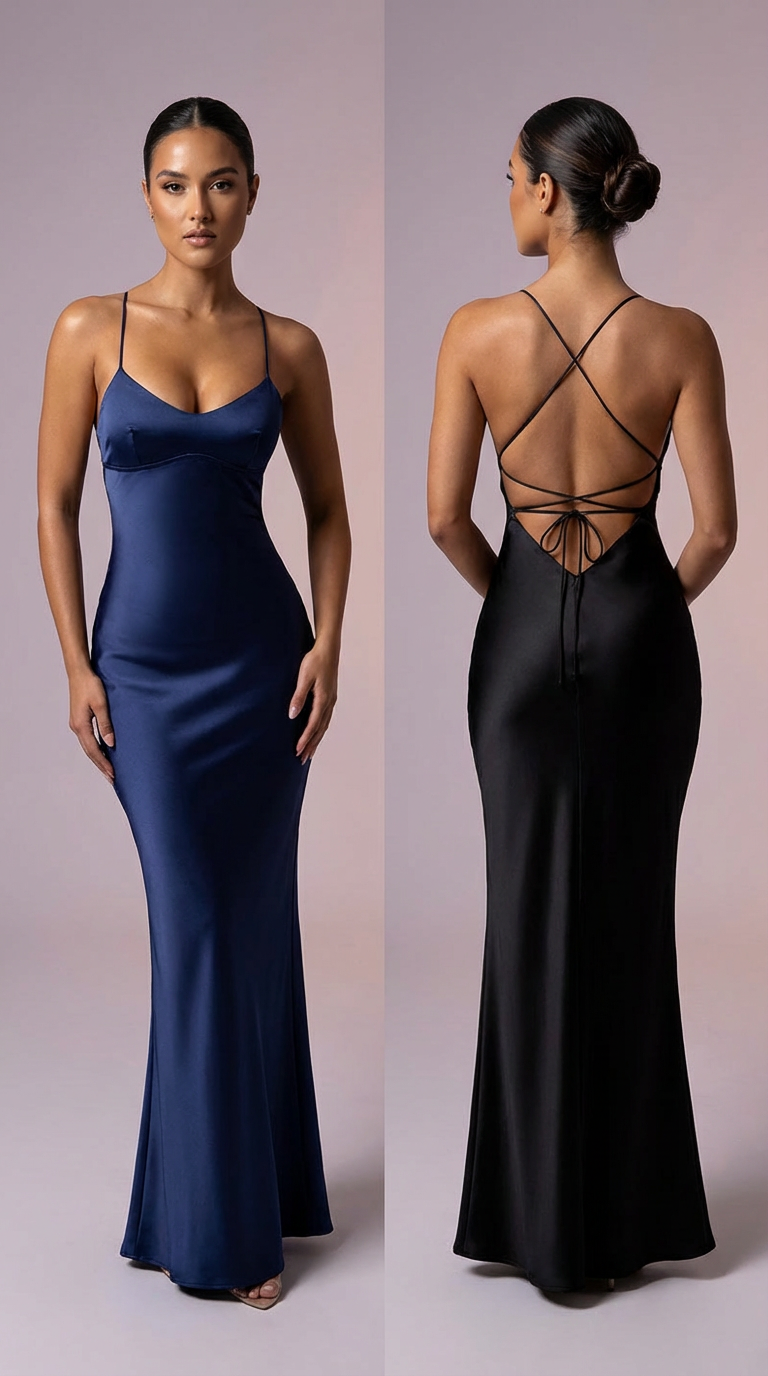 ARMINDA- Vestido de ceremonia largo en satén