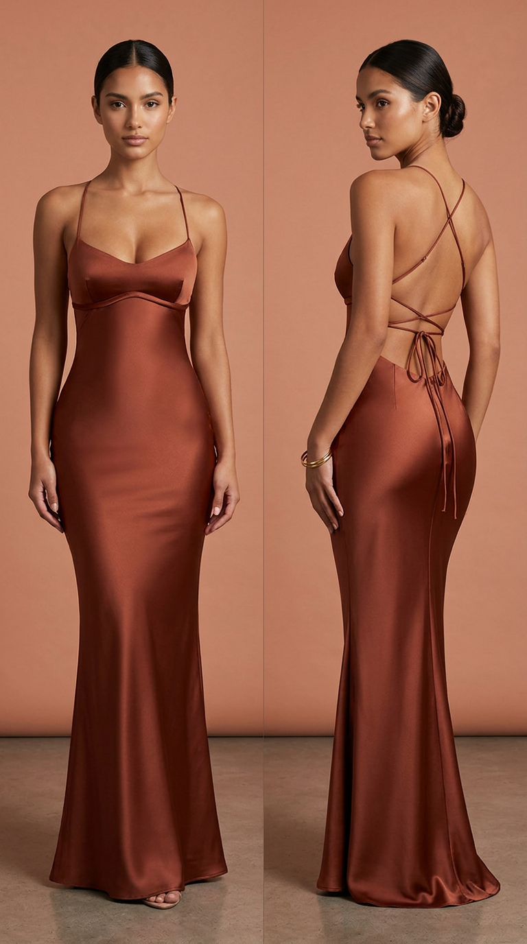 ARMINDA- Vestido de ceremonia largo en satén