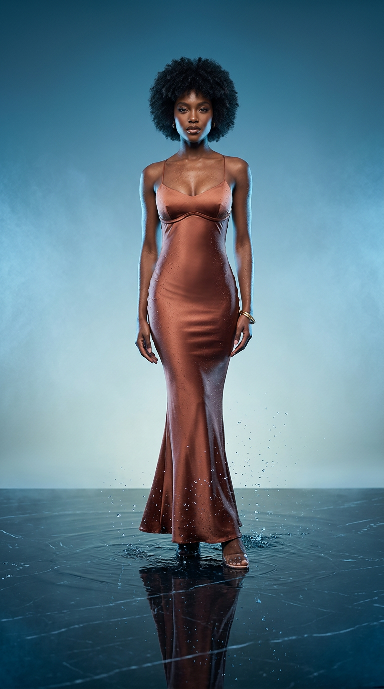 ARMINDA- Vestido de ceremonia largo en satén