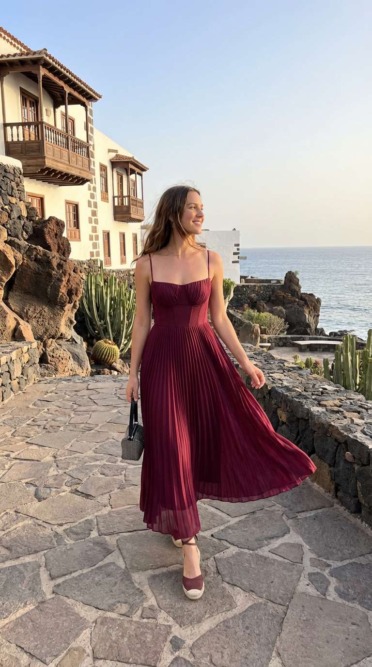 CORSET - Vestido de ceremonia en chiffón plissé