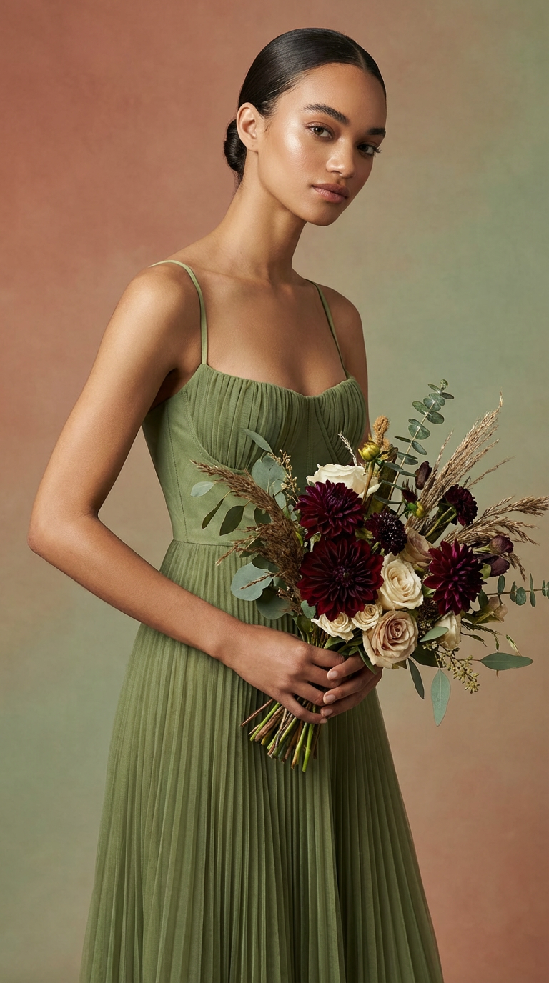 CORSET - Vestido de ceremonia en chiffón plissé