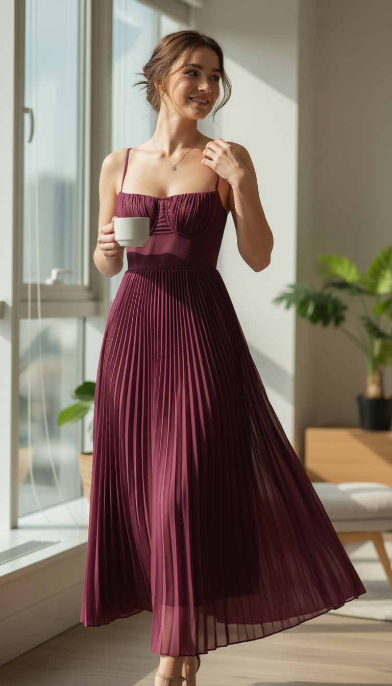 CORSET - Vestido de ceremonia en chiffón plissé