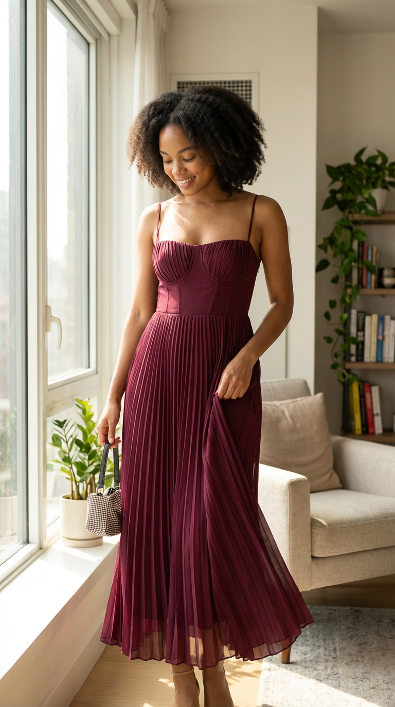 CORSET - Vestido de ceremonia en chiffón plissé