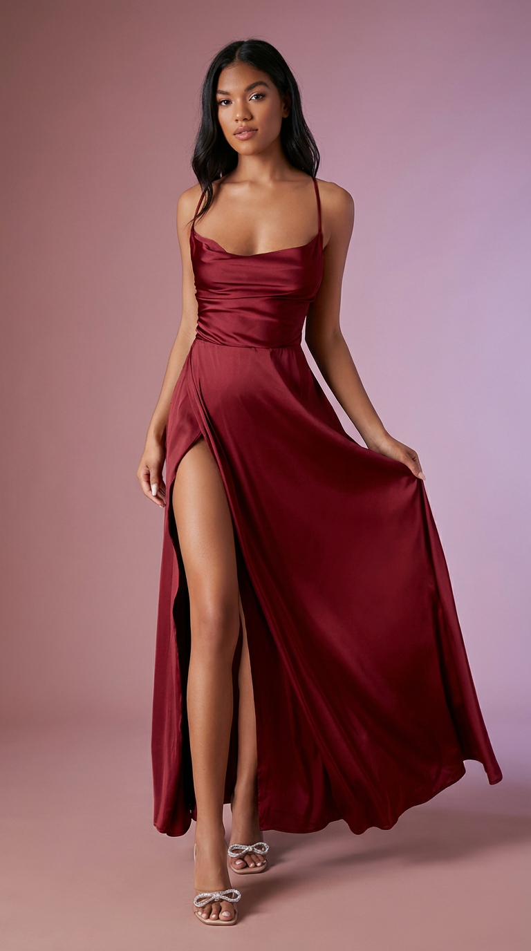 DILETTA - Vestido de ceremonia largo en satén