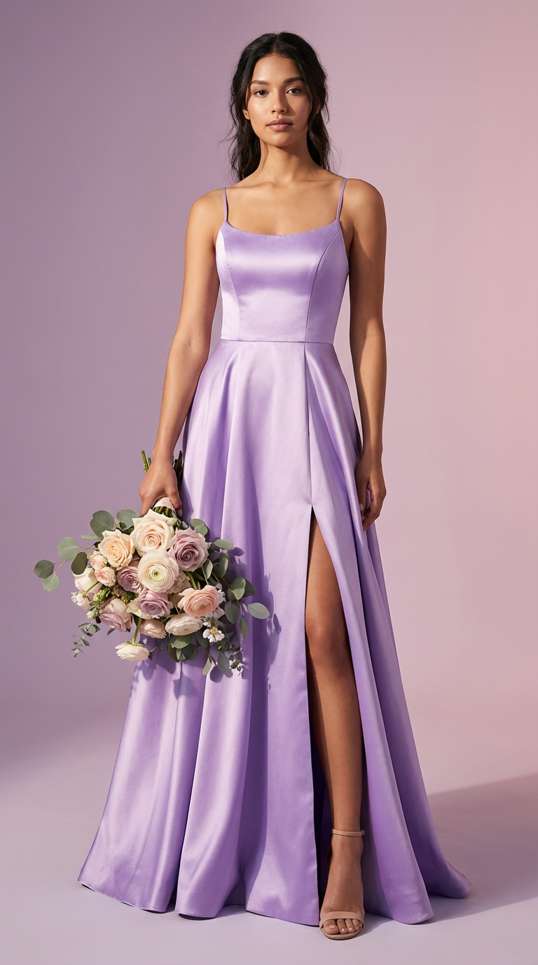 DILETTA - Vestido de ceremonia largo en satén