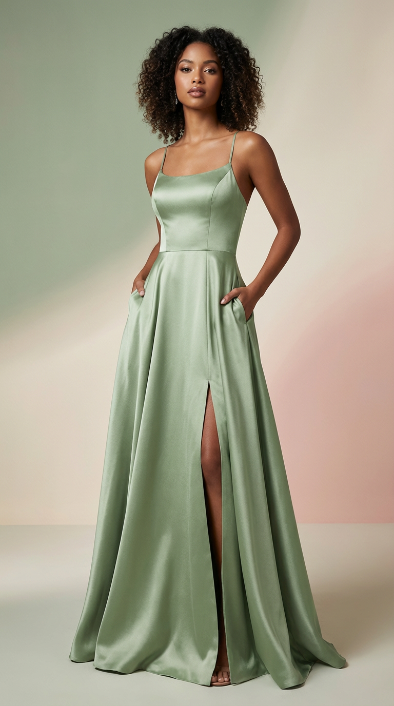 DILETTA - Vestido de ceremonia largo en satén