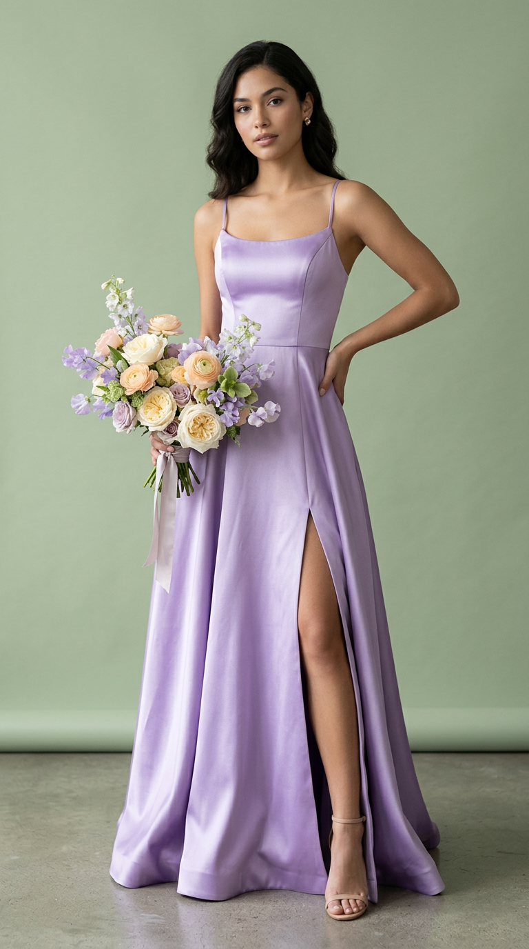 DILETTA - Vestido de ceremonia largo en satén