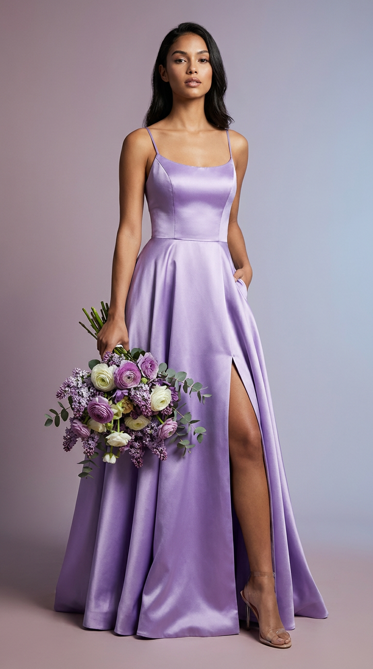 DILETTA - Vestido de ceremonia largo en satén