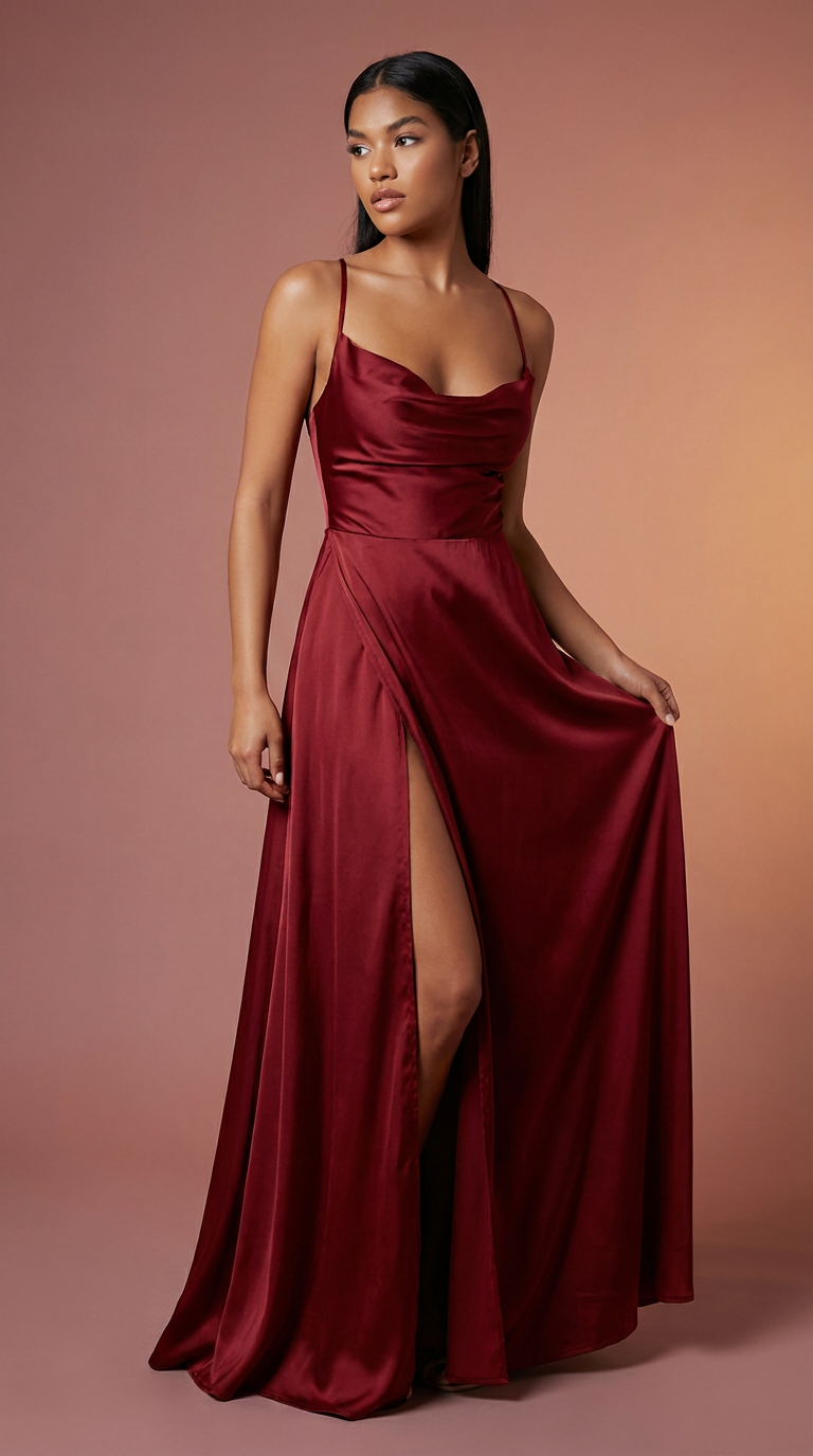 DILETTA - Vestido de ceremonia largo en satén