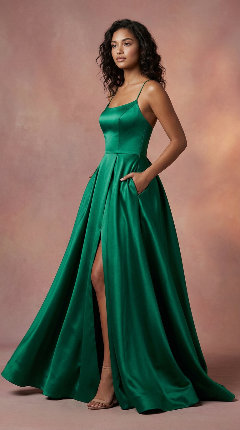 DILETTA - Vestido de ceremonia largo en satén