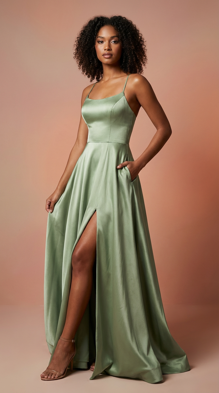 DILETTA - Vestido de ceremonia largo en satén