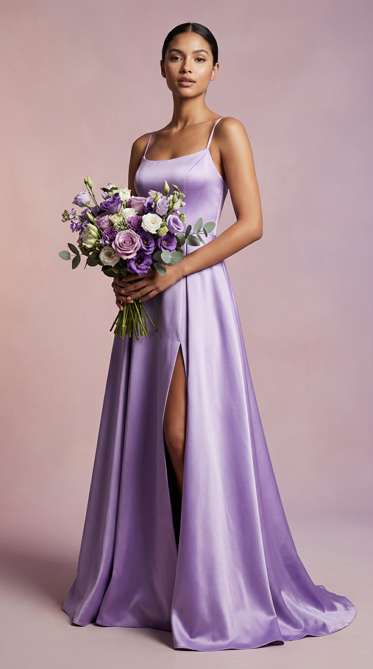 DILETTA - Vestido de ceremonia largo en satén