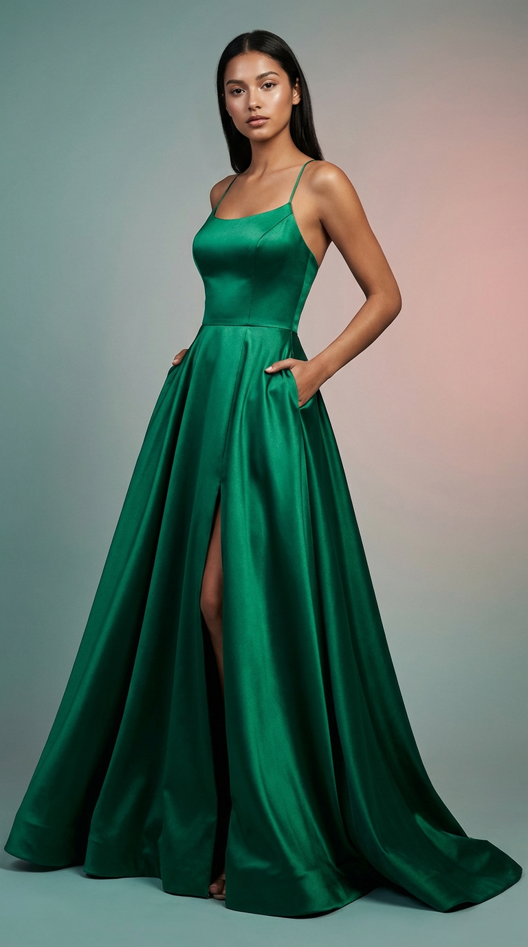 DILETTA - Vestido de ceremonia largo en satén