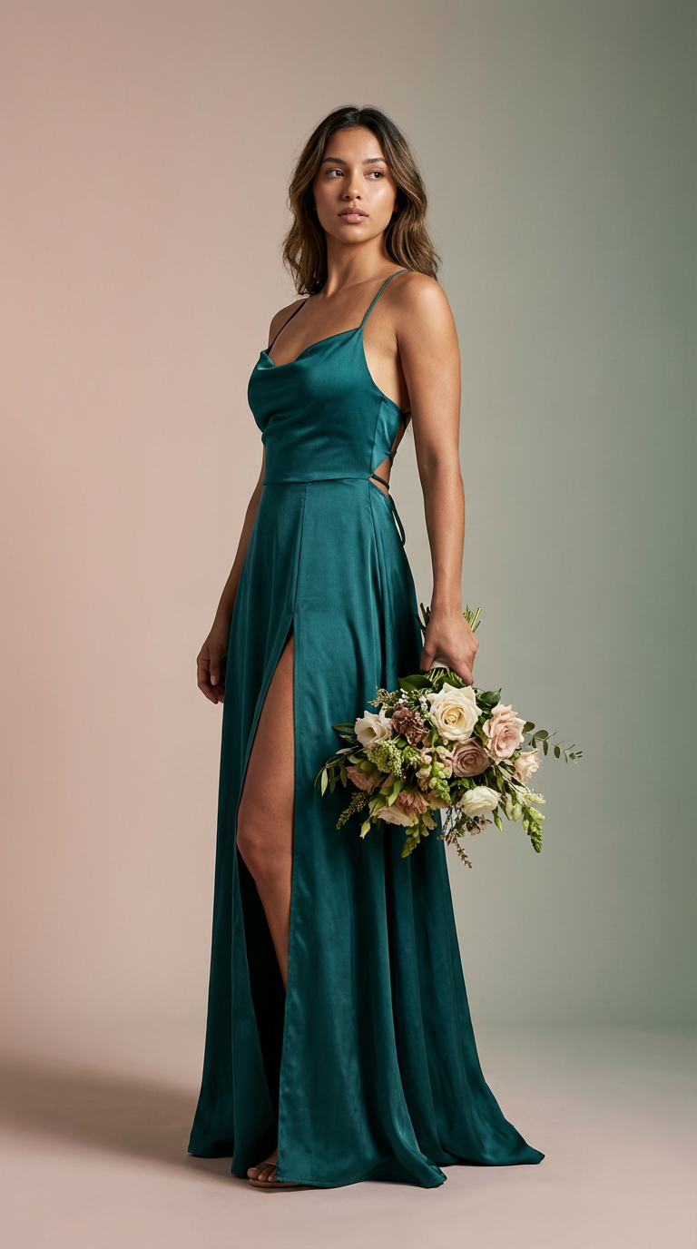 DILETTA - Vestido de ceremonia largo en satén