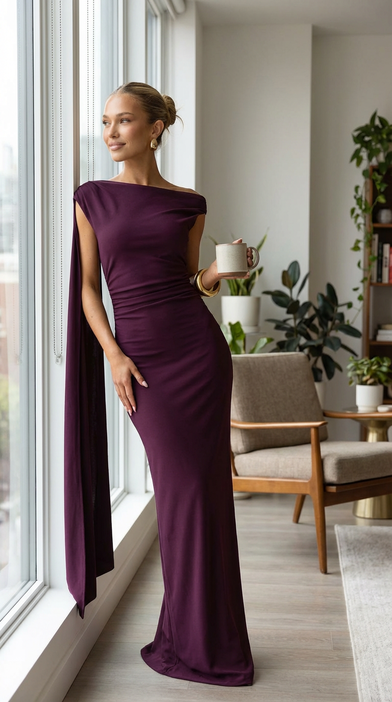 DIOSA - Vestido de ceremonia largo en lycra y elastán
