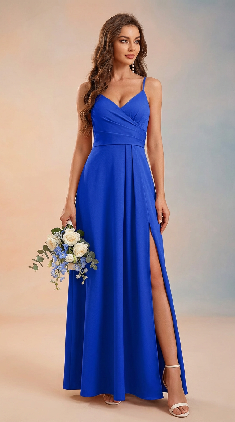 FRANCESCA - Vestido de ceremonia largo en crepe de satén