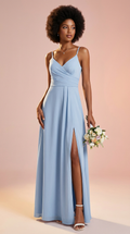 FRANCESCA - Vestido de ceremonia largo en crepe de satén