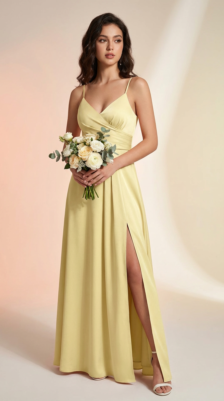 FRANCESCA - Vestido de ceremonia largo en crepe de satén