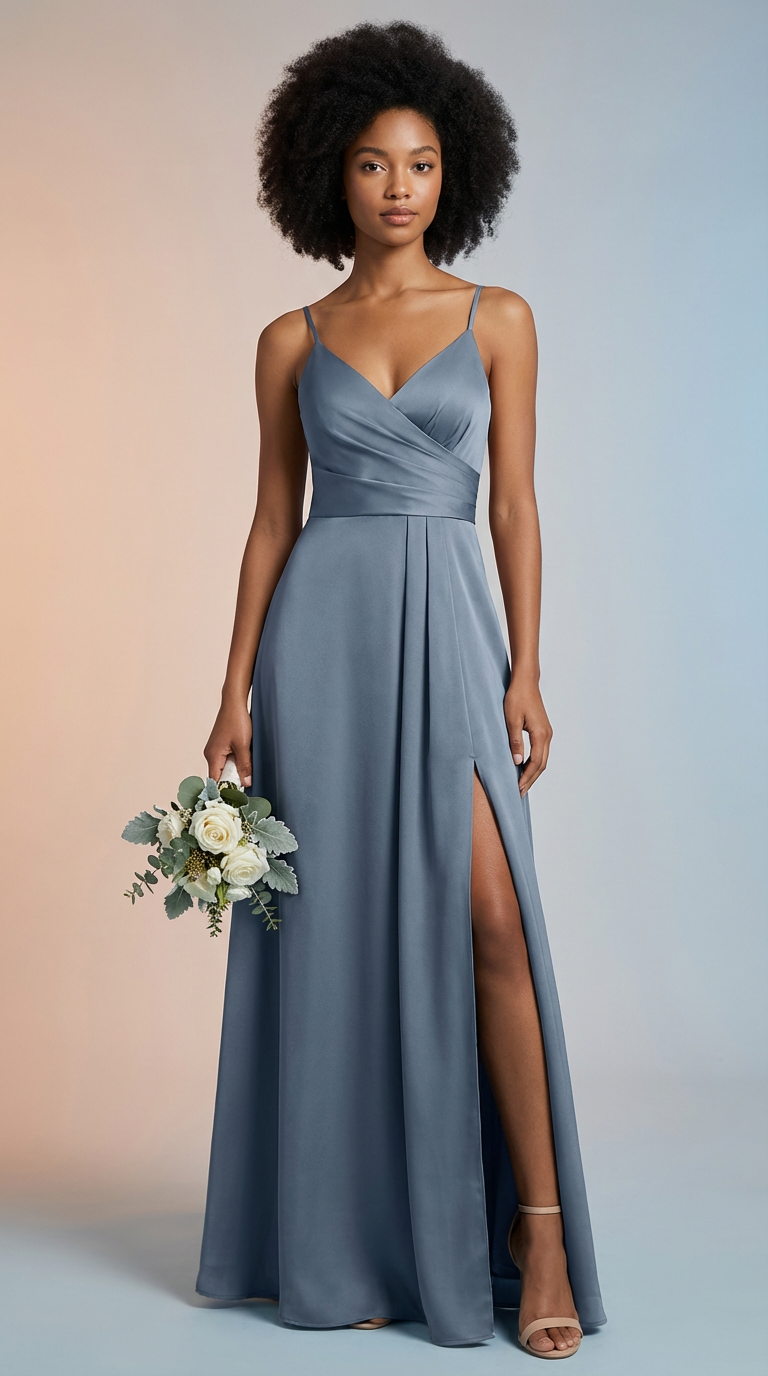 FRANCESCA - Vestido de ceremonia largo en crepe de satén