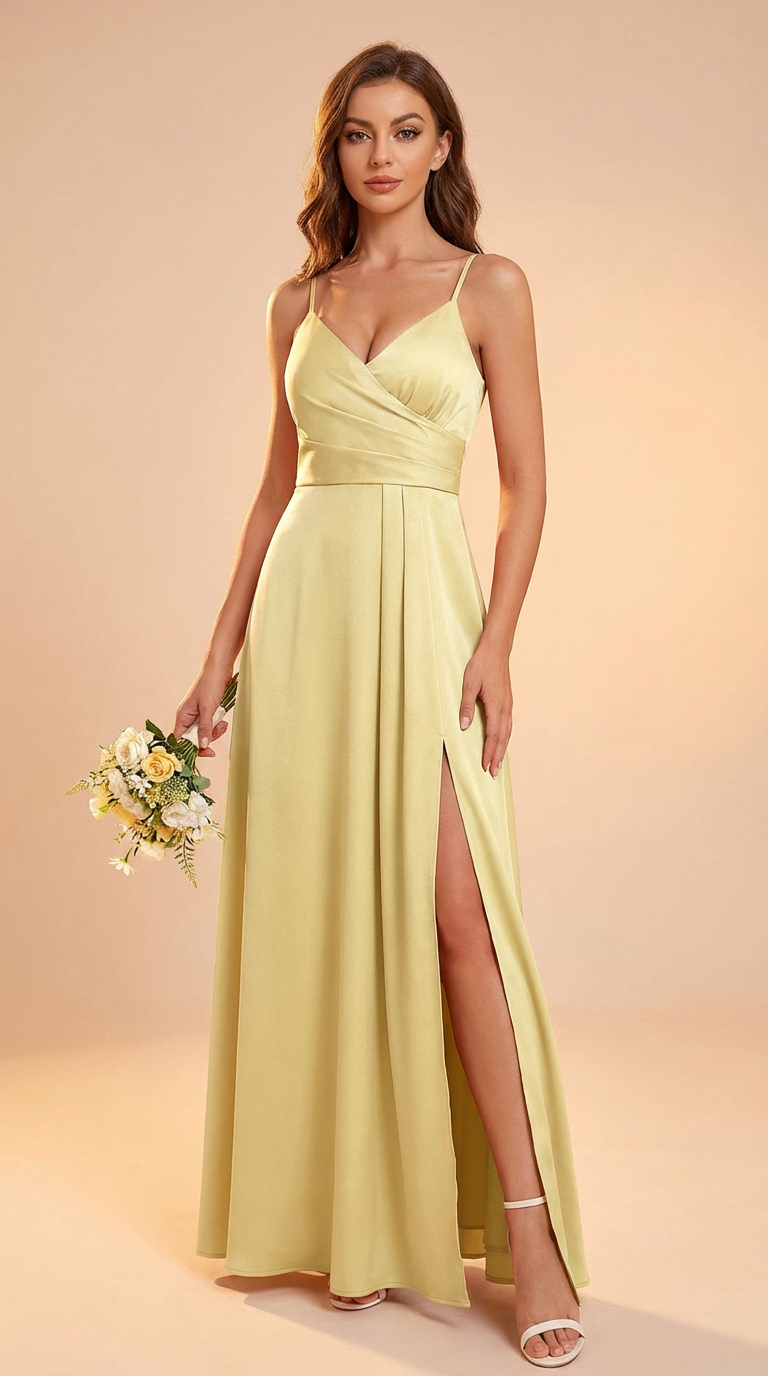 FRANCESCA - Vestido de ceremonia largo en crepe de satén