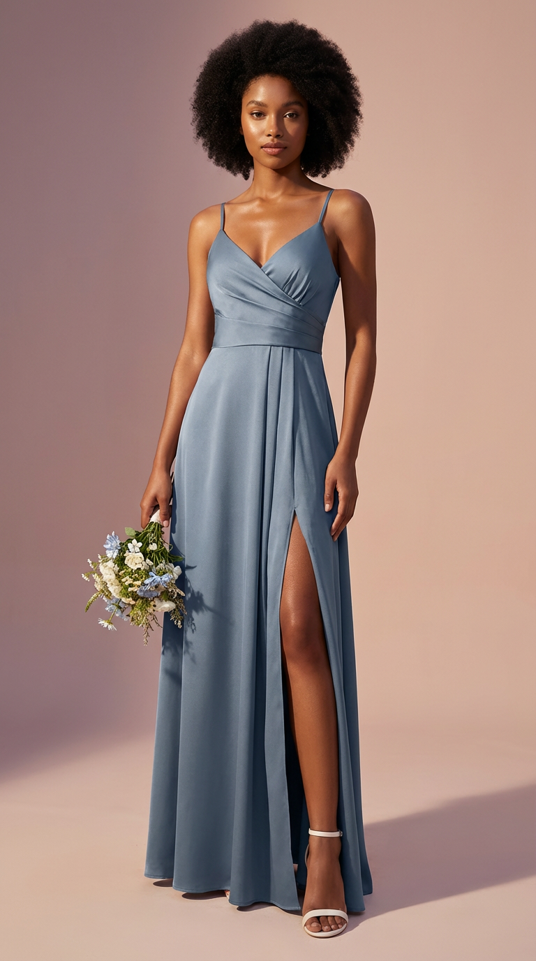 FRANCESCA - Vestido de ceremonia largo en crepe de satén