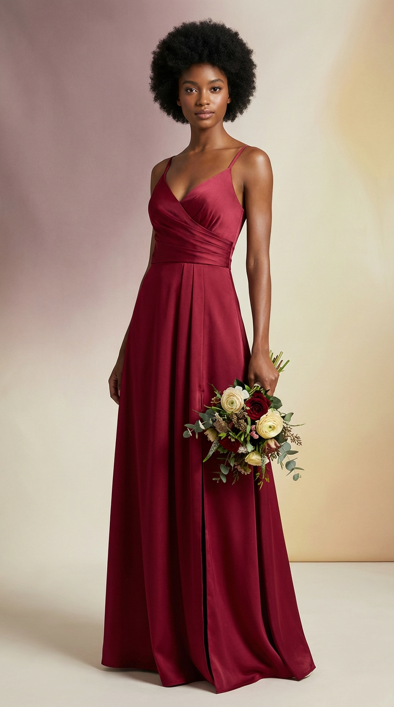 FRANCESCA - Vestido de ceremonia largo en crepe de satén