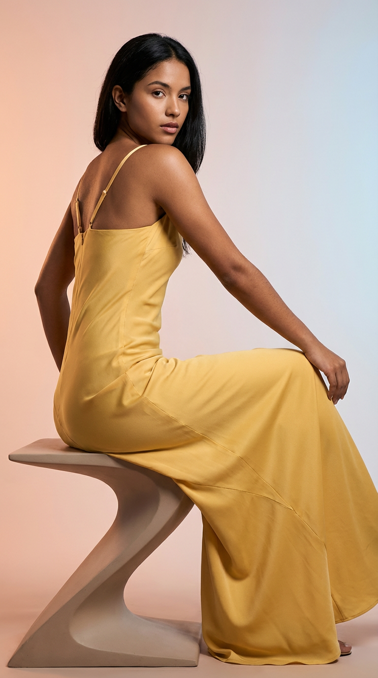 LAILA - Vestido de satén largo elegante