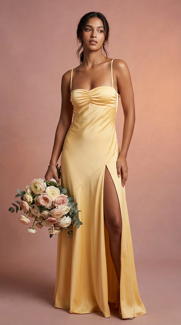 LAILA - Vestido de satén largo elegante
