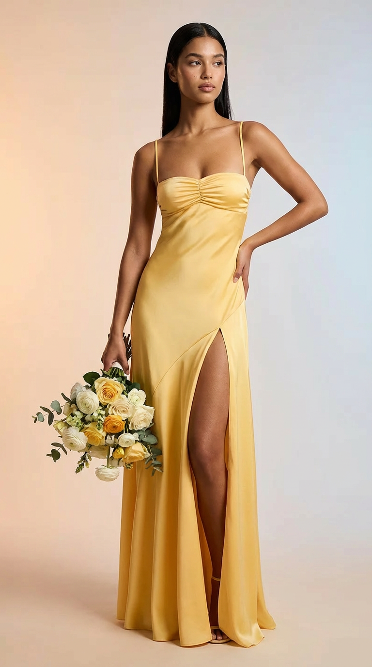 LAILA - Vestido de satén largo elegante