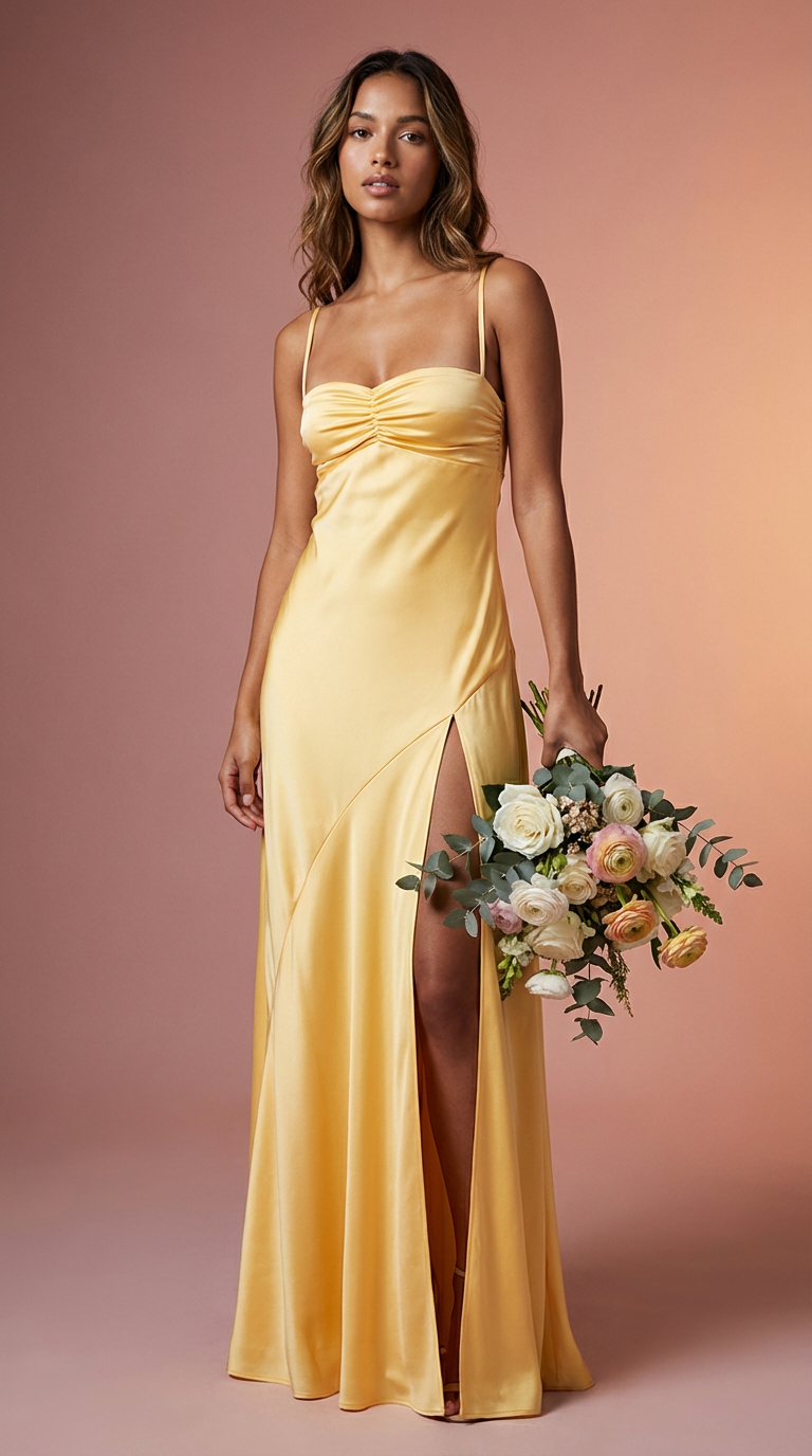 LAILA - Vestido de satén largo elegante