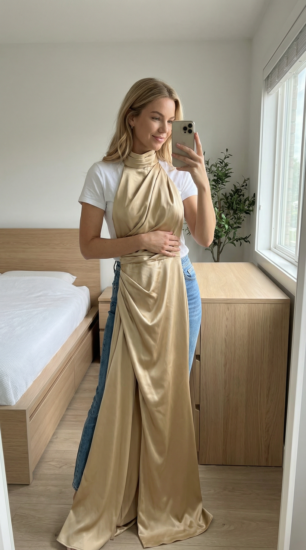MUSA-Vestido elegante largo en satén