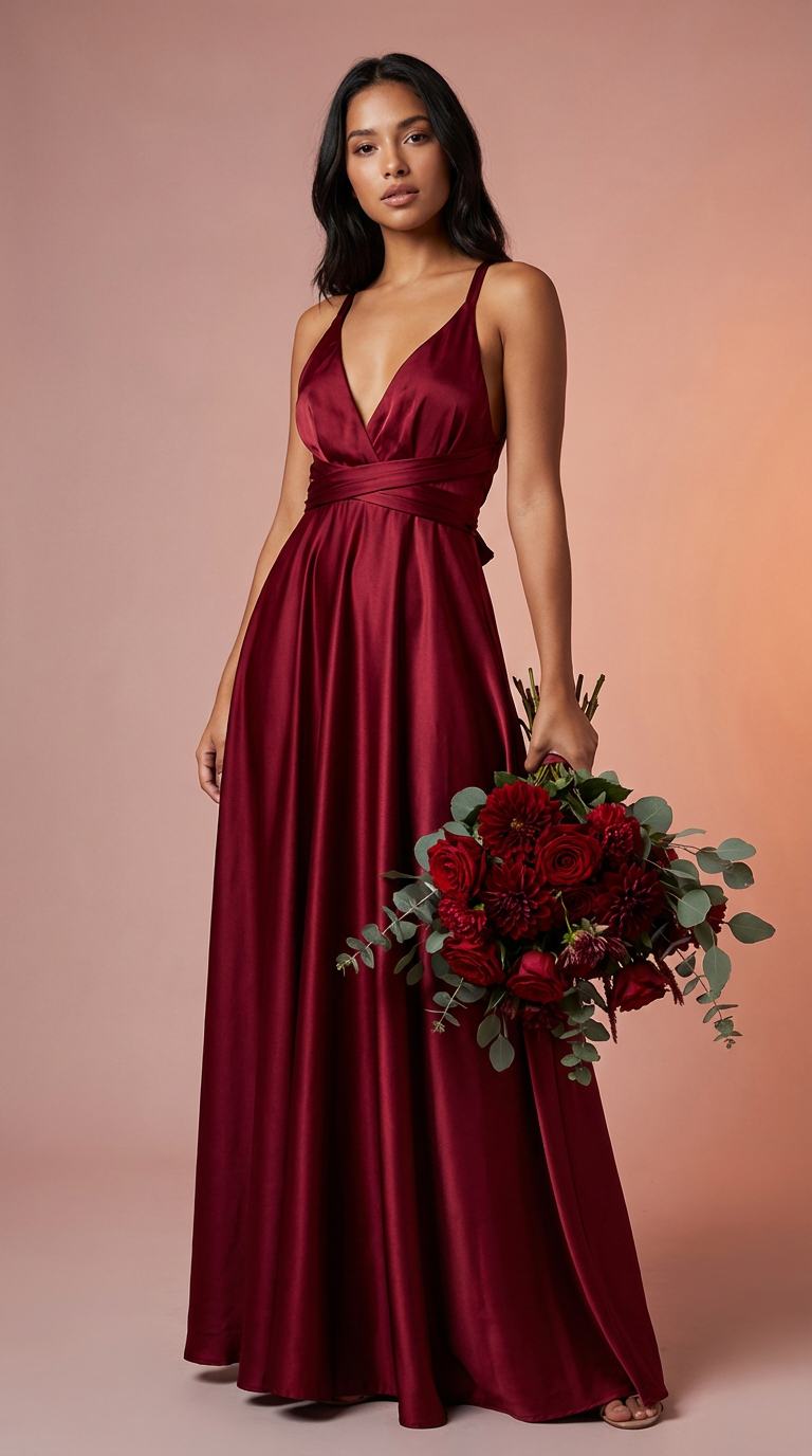 ROMA- Vestido de ceremonia largo en satén