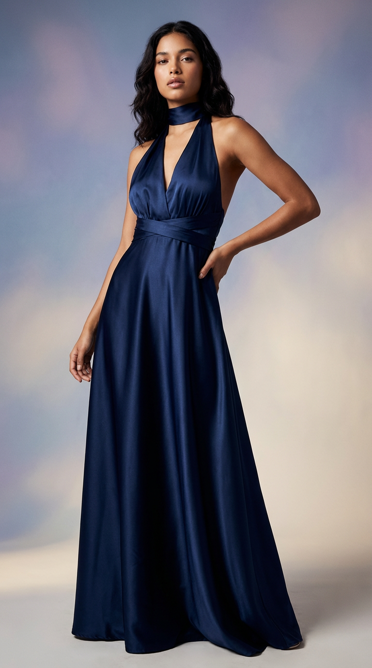 ROMA- Vestido de ceremonia largo en satén
