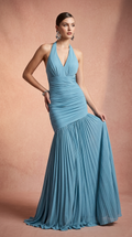 SARA - Vestido de ceremonia turquesa en tul ligero