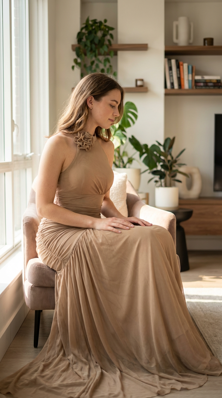 LARA - Vestido de ceremonia en chiffón