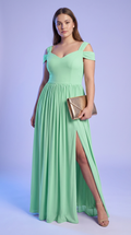 AINOA - Vestido de ceremonia lycra largo en verde agua