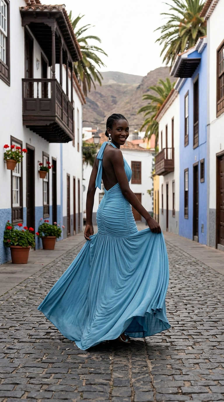 SARA - Vestido de ceremonia turquesa en tul ligero