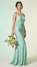 YAIZA - Vestido de ceremonia lycra largo en verde agua